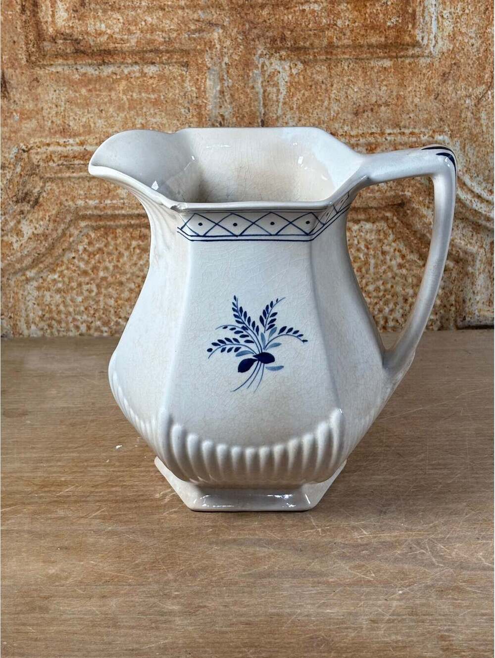 Blue Floral Ironstone Pitcher